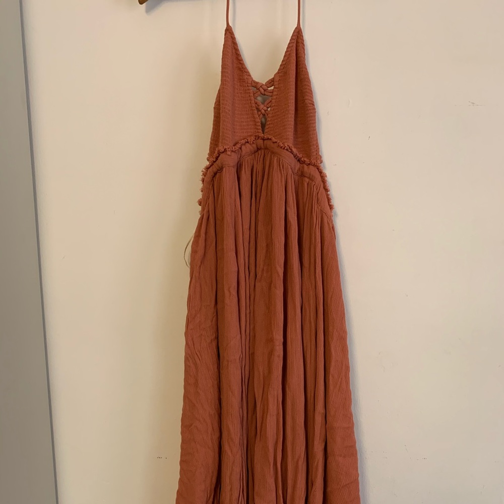 Free people dusty pink halter dress cut out sides